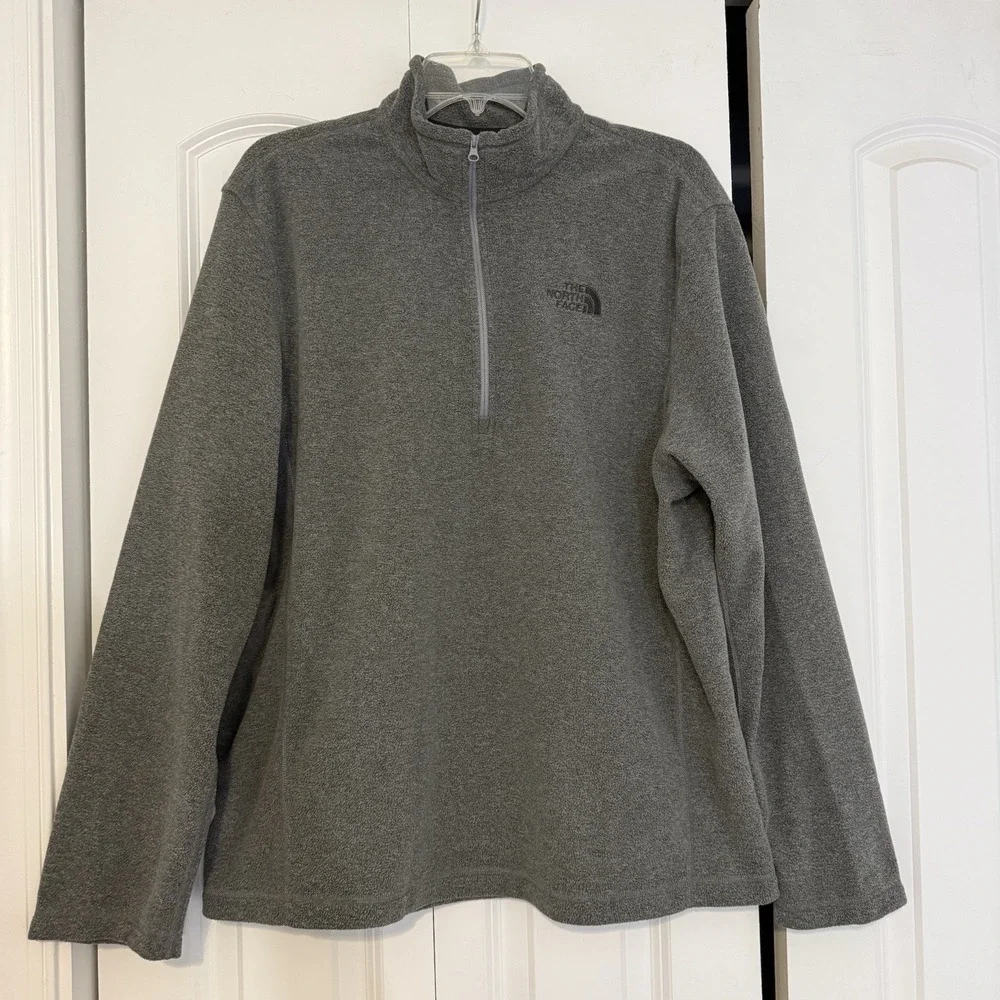 The North Face Sweatshirt Mens Large Gray Fleece Logo 1/4 Zip Pullover
